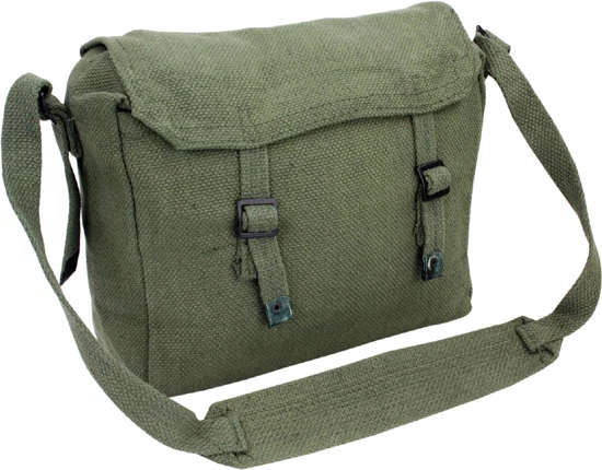 Mens Army Surplus Military Canvas Travel Shoulder Messenger Bag Satchel Green - Image 1 of 1