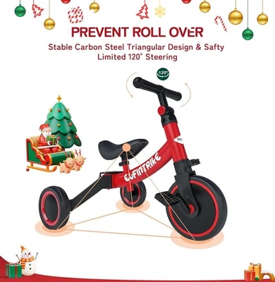 Triciclo ajustable 5 en 1 para niños pequeños bicicleta de equilibrio con pedales extraíbles Foto 1 de 4
