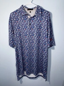 Camisa polo para hombre BLACK CODORNIZ estampado temático oeste de Texas golf azul talla L - Imagen 1 de 7