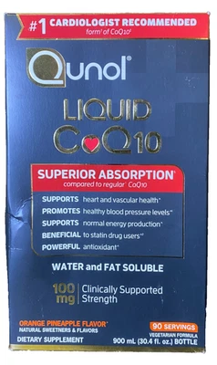 Qunol Líquido CoQ10 100mg Absorción Superior Suplemento Natural Naranja Piña Foto 1 de 4