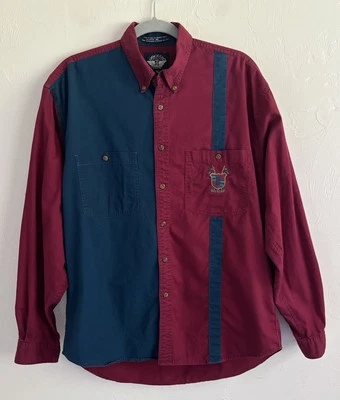 Camisa abotonada vintage años 90 Dockers Colorblock 100 % algodón manga larga talla M Foto 1 de 4