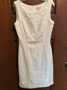 Abito tubino bianco pizzo floreale boucle LILLY PULITZER Idola Resort usato in ottime condizioni taglia 2 - Foto 1 di 10