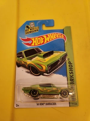 Hot Wheels 2015 #213 verde 1968 Plymouth 68 Hemi Barracuda Cuda Fastback Flames Foto 1 de 3