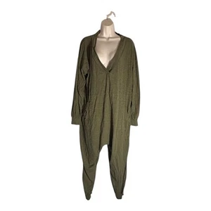 Natural Life Johnnie Plunge Jumpsuit in olivgrün Gr. S Oversized 100% Baumwolle - Bild 1 von 9