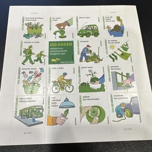 HOJA DE SELLOS USPS FOREVER - Go Green - S16 - Imagen 1 de 6