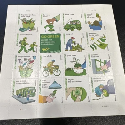 USPS FOREVER STAMPS SHEET - Go Green- 4524- S16 - Image 1 of 4