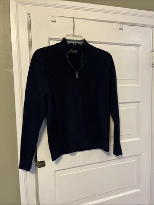 TAHARI Hombres Azul Marino Punto 1/4 Cremallera Suéter Pequeño Usado en Excelente Condición Foto 1 de 4