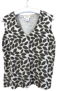 SC00176- TALBOTS Women's Silk Vest Sweater Sleeveless Leafs Multicolor Size X - Picture 1 of 7