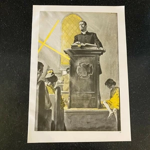 1939 Minister Preaching Church Organ Ray Prohaska Vintage Print  - Picture 1 of 1
