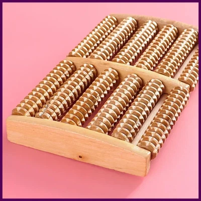 Wooden 6 Row Foot Massager Pain Stress Relief Shiatsu Roller Foot Care Massager - image 1 of 4