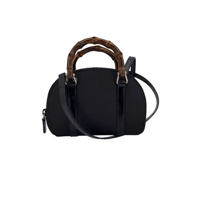 Auténtica Cartera Gucci Vintage Negra Nylon Bambú WOC con Cadena Bandolera Foto 1 de 4