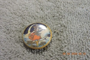 Antique Miller High Life Beer Brewing Girl I on Moon Lapel Pin Celluloid Adv - Picture 1 of 3