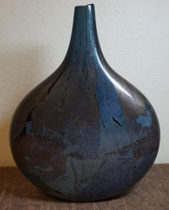 vintage Isle Of Wight Glass Lollipop Bottle Hand Made England UK BLUE PURPLE 9"H - Picture 1 of 10