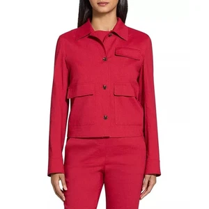 THEORY Women's Casual Linen Blend Long Sleeve Red Jacket - Picture 1 of 15