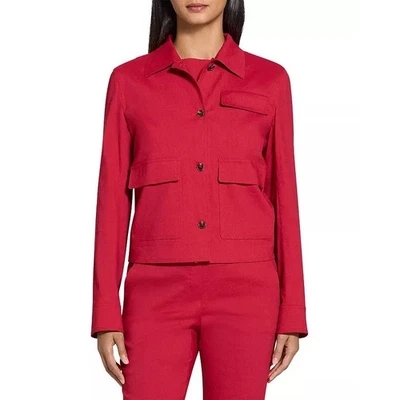 THEORY Women's Casual Linen Blend Long Sleeve Red Jacket - Image 1 of 4