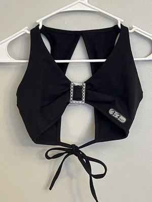 BIA Brazil Women's Black yoga top one size fits all with rhinestones - Image 1 of 4