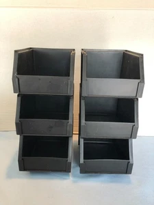 Empak Black SET of 6 Stackable Storage Bins for Parts/Screws 5" x 3.25" #G12 - Picture 1 of 5