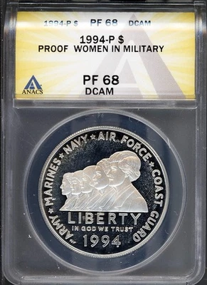 1994-P Silver $1 Women in the Military PF 68 DCAM ANACS # 7351797 - Image 1 of 2