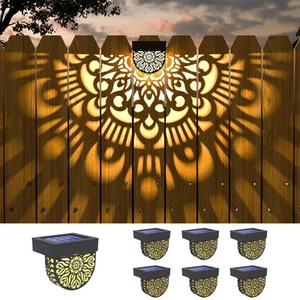6 Pack Solar Fence Lights Outdoor Wall Lights Plastic Solar Powered Deck Step... - Picture 1 of 7