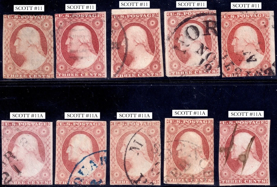 5-SCOTT #11 and 5-SCOTT #11A  3c  WASHINGTON, DIFFERENT SHADES: LOT 102 - Image 1 of 1