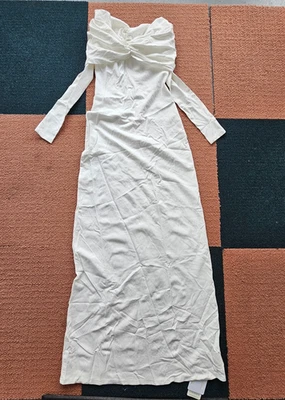 Commense White Off-Shoulder Long Dress XS Rayon Cotton NEW z2c - Image 1 of 4