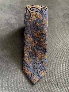 Firenze elegante Paisley-Krawatte marineblau & leuchtend orange Umriss edler Look - Bild 1 von 5