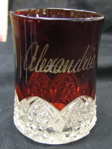 EAPG RUBY stained tumbler ALEXANDRIA IND souvenir glass - Picture 1 of 1