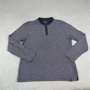 Lucky Brand Shirt Mens Large Blue 100% Cotton Striped Long Sleeve Henley Neck - Picture 1 of 6
