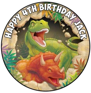 Dinosaur T Rex edible Cake Topper Rice Wafer Paper Personalised Birthday Cake - Picture 1 of 1