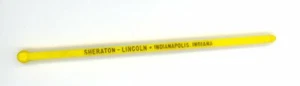 Sheraton Lincoln Indianapolis IN Stick Vtg Stir Glass Drink Bar Plastic Ad - Picture 1 of 2
