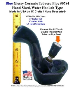 Blue Bent Ladle Ceramic Glass Tobacco Water pipe Hookah Bong Pipe 0784 Made USA - Picture 1 of 6