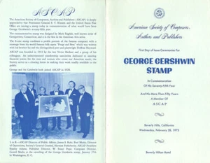#1484 Programma Cerimonia Primo Giorno 8c Francobollo George Gershwin - Foto 1 di 1