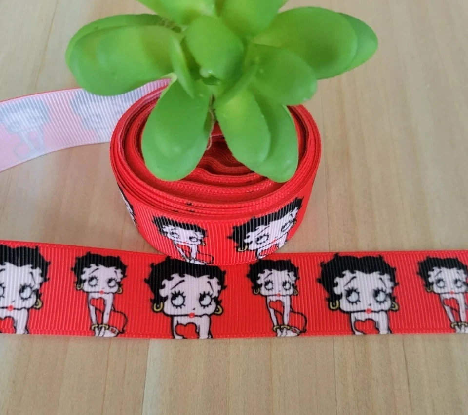1" (1 YD) Betty Boop Grosgrain Ribbon Cartoon Character Craft Ribbon - Image 1 of 1