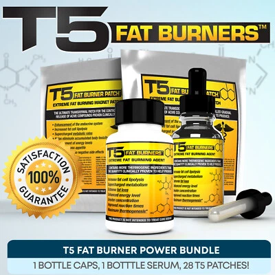 T5 FAT BURNERS POWER BUNDLE -STRONGEST LEGAL SLIMMING / DIET PILLS +SERUM +PATCH