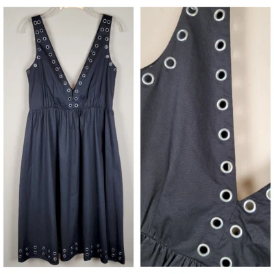 Marciano Size S Black A-Line Knee Lenght Dress Silver Rings Grommets Eyelet - Image 1 of 4