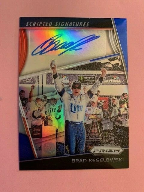2018 PANINI PRIZM BRAD KESELOWSKI SCRIPTED SIGNATURES RWB RED WHITE BLUE 47/75 P - Image 1 of 1