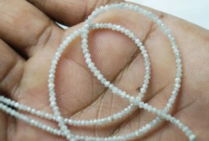 Natural white faceted round diamond beads strand 8inc 1.5-2.0mm polished diamond - Imagen 1 de 5
