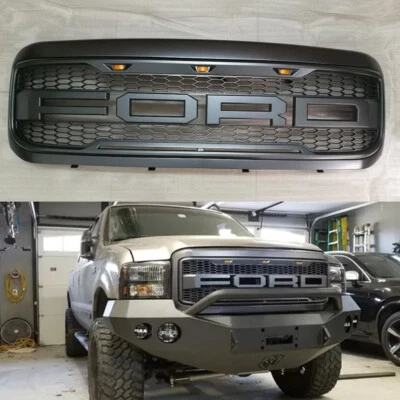 Rejilla delantera para Ford F250 F350 Super Duty Raptor 1999-2004 con letra y LED Foto 1 de 4