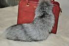 Large Silver Fox Tail Real Fox Fur Tail Keychain Fur Tassel Handbag 40cm/16"
