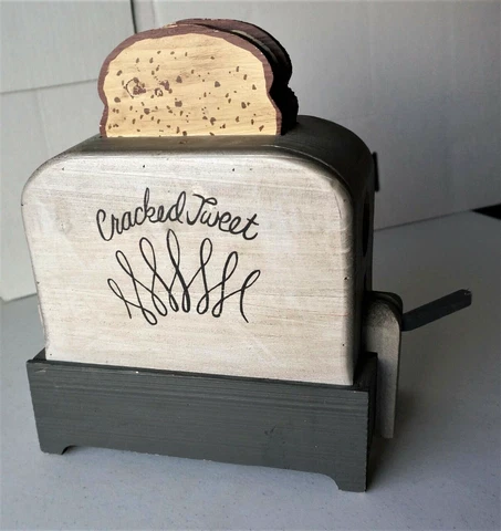 Toaster bird house, "Cracked Tweet," Hand made and painted, kitchen decoration? Cover