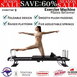 Fortis Foldable Pilates Reformer Machine Gym Exercise Fitness Home Workout Black - Picture 1 of 12