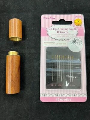 Sandalwood Needle Case with Gold Eye Quilting Needles - Φ0.61x36.0mm x10pcs - image 1 of 4
