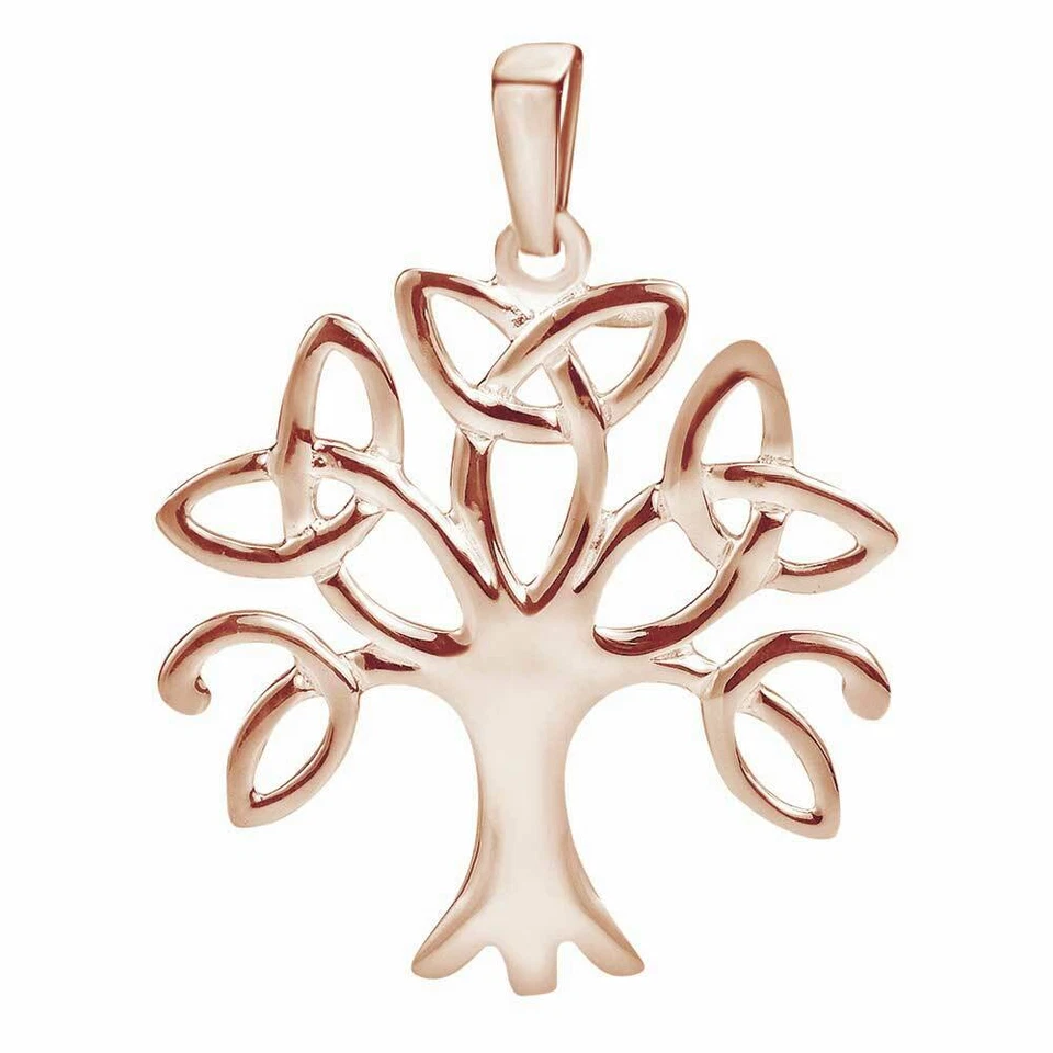 Tree Of Life Trinity Celtic Knot 14K Rose Gold Plated Silver Pendant Necklace - Image 1 of 4