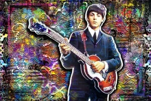 THE BEATLES PAUL MCCARTNEY Poster Paul McCartney bunter Druck kostenloser Versand USA - Bild 1 von 7