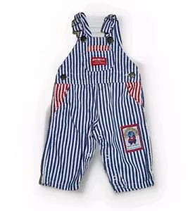 Vintage OshKosh BGosh Striped Blue & White Overalls Boys Size 3-6 Months - Picture 1 of 5