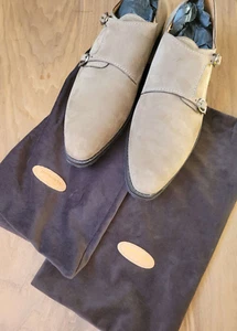 Mezlan Impronta Goodyear welt line olive suede monk strap shoes US11.5 - Picture 1 of 6