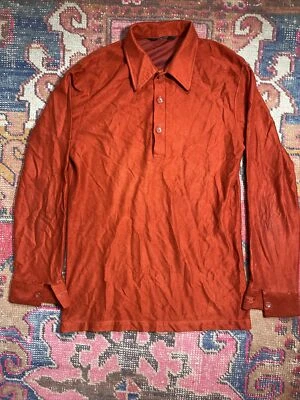 vintage JC penny hippy polo collar long sleeve red shirt Size M Super Soft - Image 1 of 4