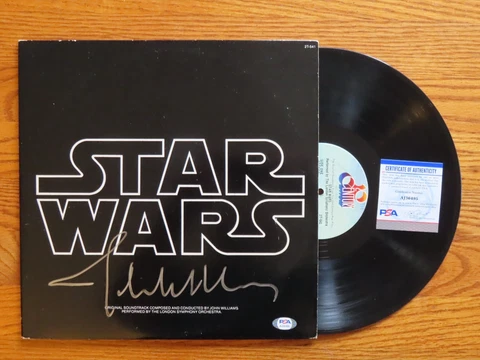 Conductor JOHN WILLIAMS signed STAR WARS 1977 Soundtrack Record PSA AJ36495 Cover
