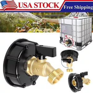 275-330 Gallon IBC Tote Tank Adapter 2" Coarse Thread Brass Hose Faucet Valve - Picture 1 of 14