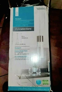 Styleswlectiona Dunwynn Polished Nickel Finish Clear Bubble Glass Shade Hanging - Picture 1 of 8